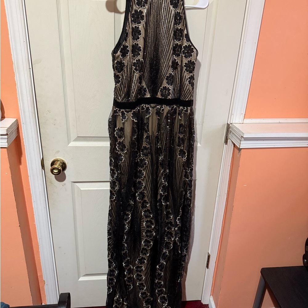 Basix Black and Gold Floral Maxi Dress NWT - Picture 8 of 9